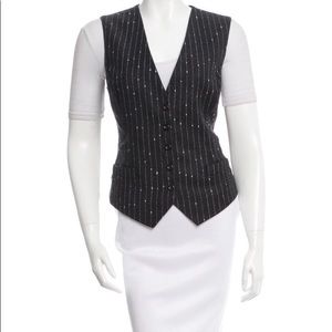 Charcoal Carolina Herrera wool pinstripe vest